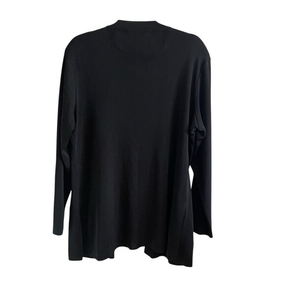 Misook Black Slinky Knit Cardigan Size Large Career Office Capsule Wardrobe - Picture 2 of 7